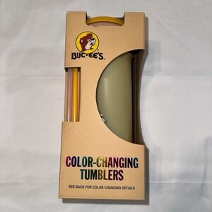 Buc-ees 5 Color Changing Reusable Tumblers Cup w/Lid and Straw 25oz. Fast Ship